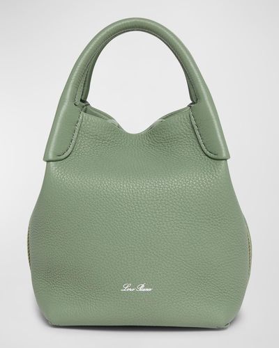 Loro Piana Bale Micro Grain Leather Crossbody Bag - Green