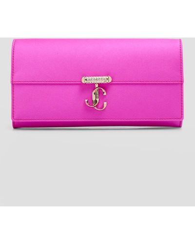 Jimmy Choo Avenue Silkette Wallet On Chain - Pink