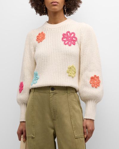 Rails Romy Daisy Embroidered Sweater - Natural