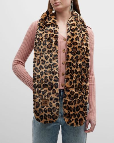 UGG Leopard-print Faux Fur Scarf - Brown