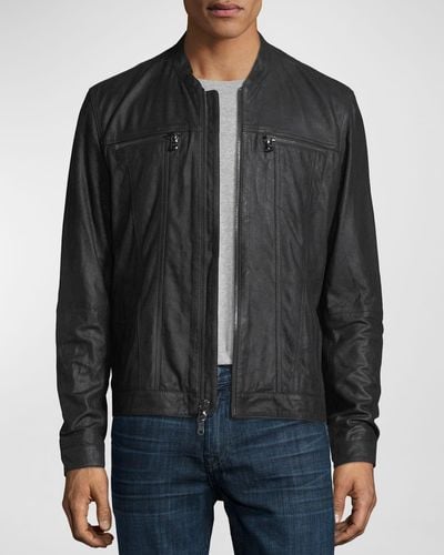 John Varvatos Lambskin Leather Jacket - Black