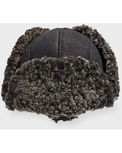 Crown Cap Cole Double-faced Shearling Aviator Hat - Black