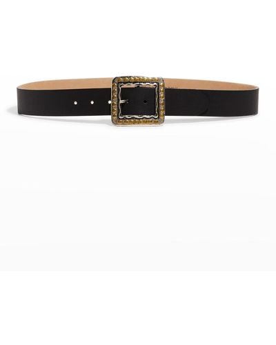 Streets Ahead Antique Square Studded Leather Belt - Multicolor