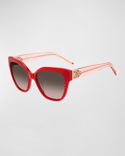 Kate Spade Savanna Acetate Butterfly Sunglasses - Red