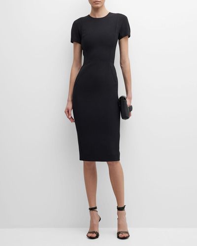 Victoria Beckham Two-Way Zip Sheath Midi Dress - Black
