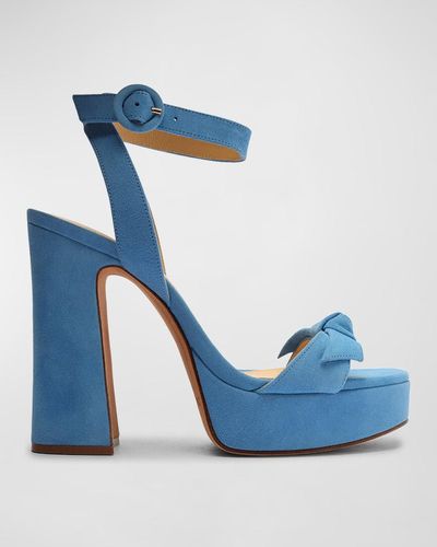 Alexandre Birman Clarita Curve Suede Platform Sandals - Blue