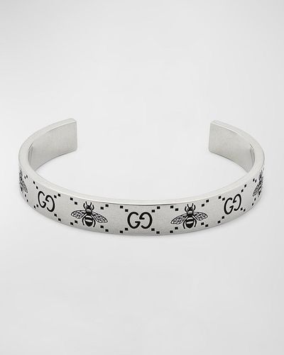 Gucci Bee-engraved GG Sterling Silver Cuff Bracelet - Metallic