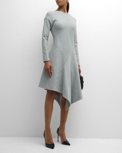 Natori Asymmetric A-Line Jersey Midi Dress - Gray