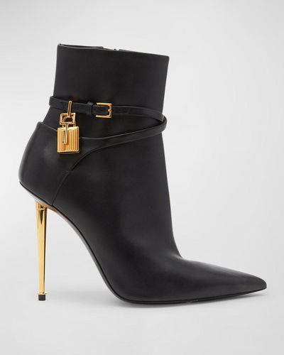 Tom Ford Lock 105Mm Leather Ankle Booties - Black