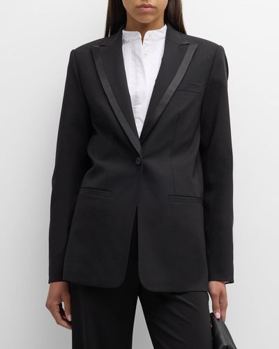 Co. Satin-Trim Single-Breasted Tuxedo Jacket - Black