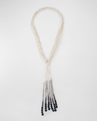 Utopia 18K Necklace With Diamonds And Multihued Pearls - White