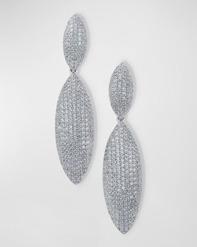 Golconda by Kenneth Jay Lane Pave Cubic Zirconia Double Marquis Drop Earrings - White