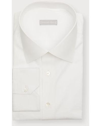 Stefano Ricci Textured Cotton Dress Shirt - White