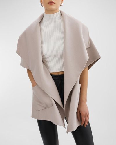 Lamarque Penelope Open-front Double Face Wool-blend Coat - Gray