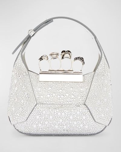 Alexander McQueen Mini Skull Four-ring Crystal Shoulder Bag - Gray