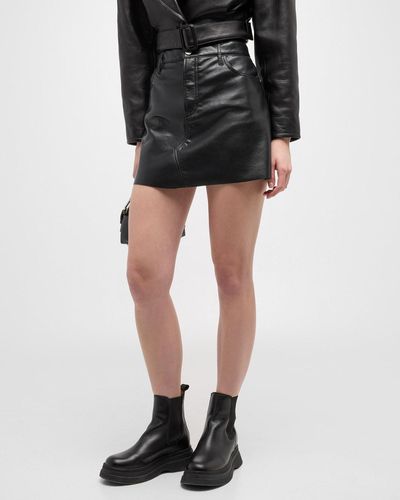 FRAME High N Tight Recycled Leather Mini Skirt - Black