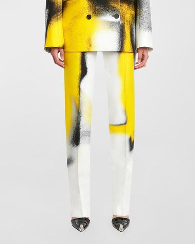 Alexander McQueen Spray-paint Straight-leg Cigarette Pants - Yellow