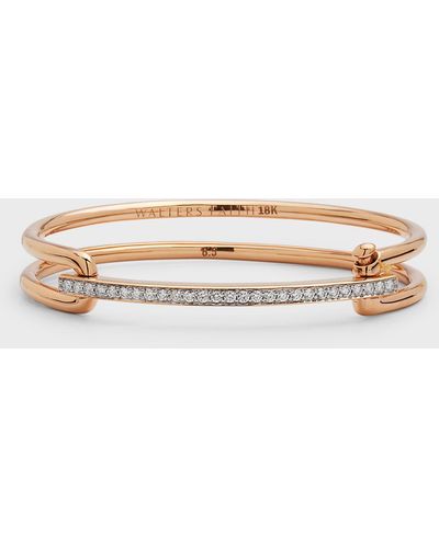 WALTERS FAITH 18k Rose Gold Grant Elongated Open Cuff With Diamond Bar - White