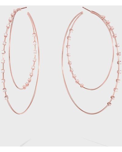 Lana Jewelry 14k Rose Gold Solo Diamond Double Hoop Earrings, 65mm - Natural