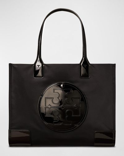 Tory Burch Ella Mini Patent Recycled Nylon Tote Bag - Black