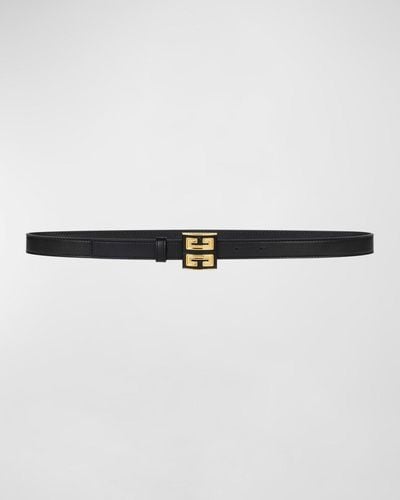 Givenchy 4G Leather & Brass Skinny Belt - Black