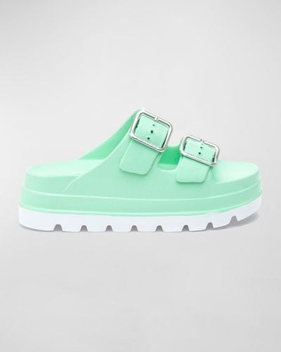 J/Slides Simply B Dual-Buckle Slide Sandals - Green