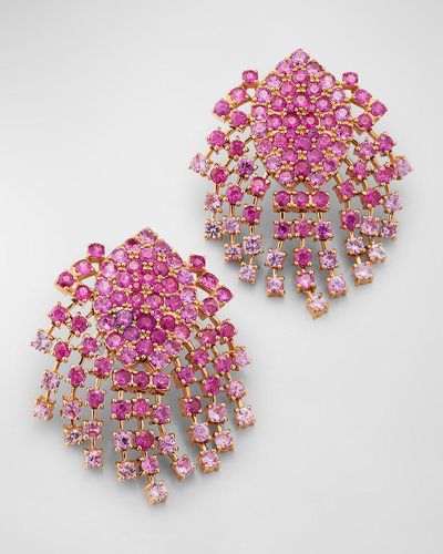 Alexander Laut Sapphire Fringe Earrings - Pink