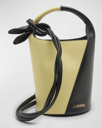 Jacquemus Le Petit Tourni Leather Bucket Bag - Black