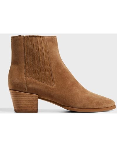 Rag & Bone Rover Pleated Suede High Ankle Boots - Brown