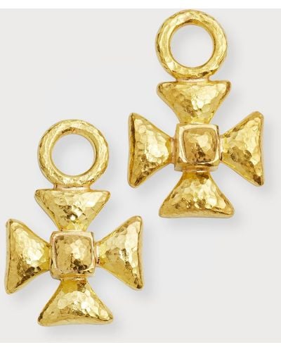 Elizabeth Locke 19k Maltese Cross Earring Pendants - Metallic
