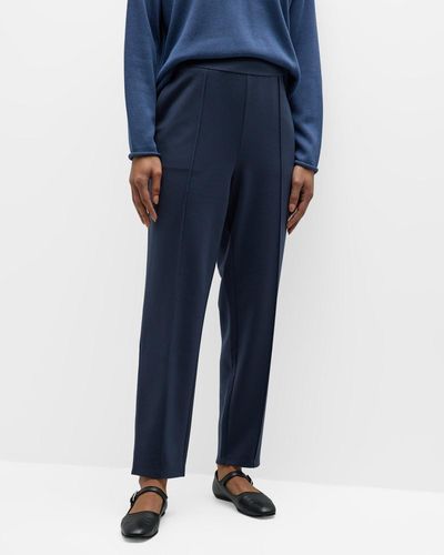 Eileen Fisher Tapered Pintuck Flex Ponte Ankle Pants - Blue