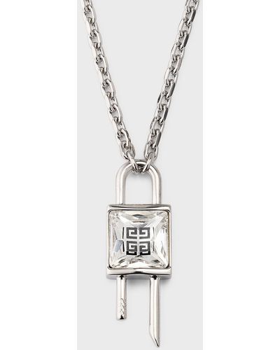 Givenchy Mini Lock Crystal Necklace - White