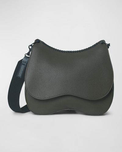 Callista Iconic Leather Saddle Bag - Gray