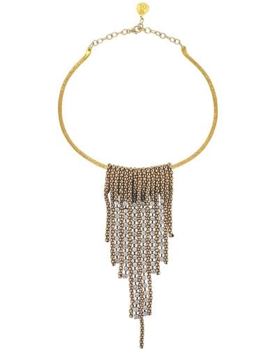 Devon Leigh Mesh Crystal Bar Collar Necklace - White