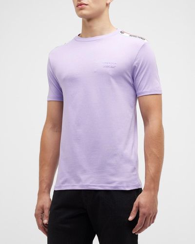 Moschino Logo-Tape Crew T-Shirt - Purple