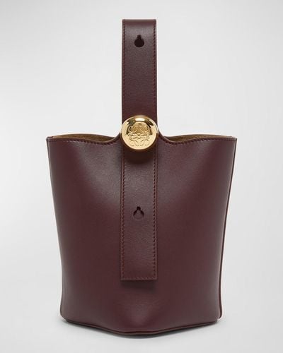Loewe Mini Pebbled Leather Bucket Bag - Purple
