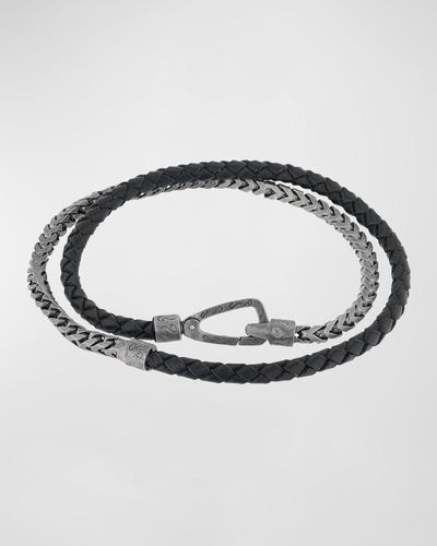 Marco Dal Maso Lash Braided Leather & Chain Double-wrap Bracelet - Metallic