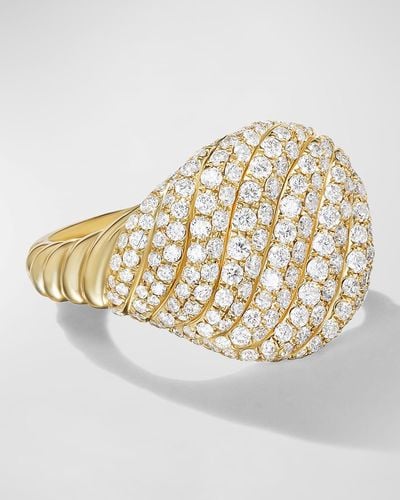 David Yurman Sculpted Cable Pinky Ring With Diamonds In 18k Gold, 13mm, Size 4.5 - Metallic