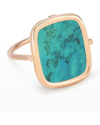 Ginette NY Rose Gold Turquoise Antiqued Ring - Blue