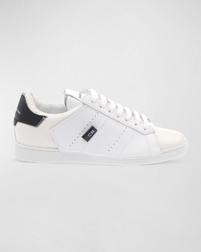 CoSTUME NATIONAL Logo Leather Low-Top Sneakers - White