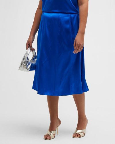 Gabriella Rossetti Bellini Silk Charmeuse Midi Skirt - Blue