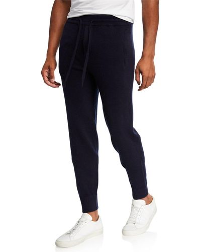 Vince Solid Wool-cashmere Jogger Pants - Blue