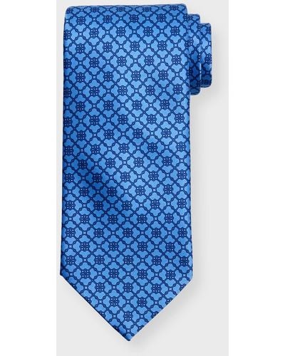 Stefano Ricci Medallion-print Silk Tie - Blue