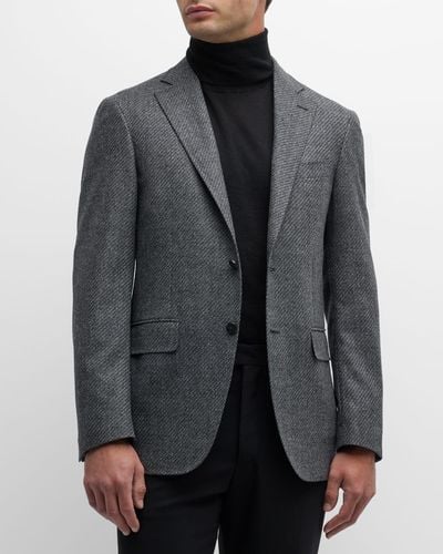 Canali Wool Step-Weave Sport Coat - Gray