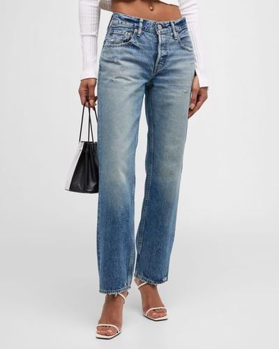 Moussy Trigg Straight Low-Rise Jeans - Blue