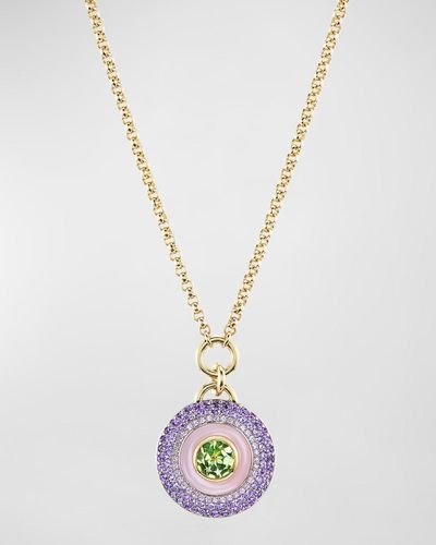 Emily P. Wheeler Earth Medallion 18K And Necklace With Peridot, Amethyst And Opal - White