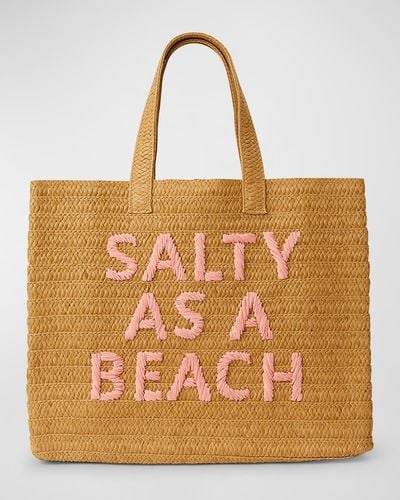 BTB Los Angeles Salty As A Beach Straw Tote Bag - Brown