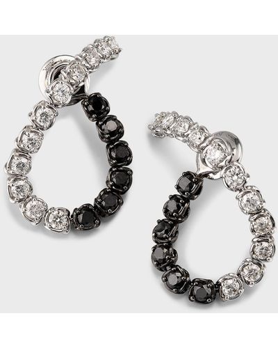 A Link 18k Black And White Gold Diamond Earrings - Metallic