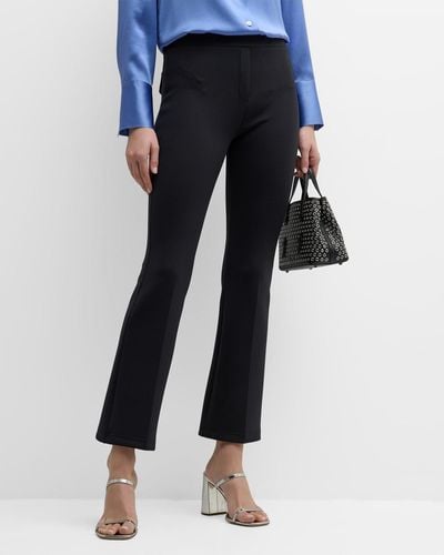 Brandon Maxwell Cropped Flare Neoprene Pants With Front Crease - Blue