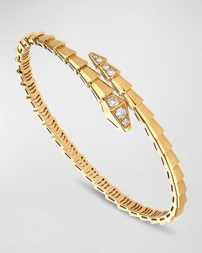 BVLGARI Yellow Gold And Diamond Serpenti Viper Bangle - Metallic